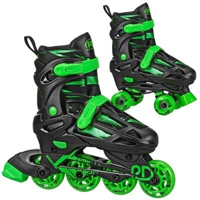 Roller Derby Green Wire Kids' Adjustable Inline-Quad Combo Skates - Black/Green