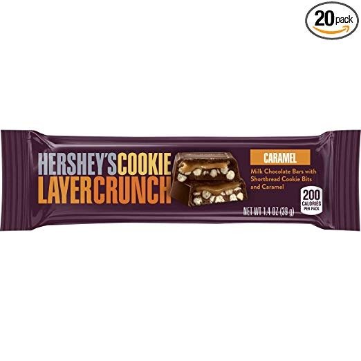 HERSHEY'S Cookie Layer Crunch Chocolate Candy Bar, Caramel (Pack of 20)