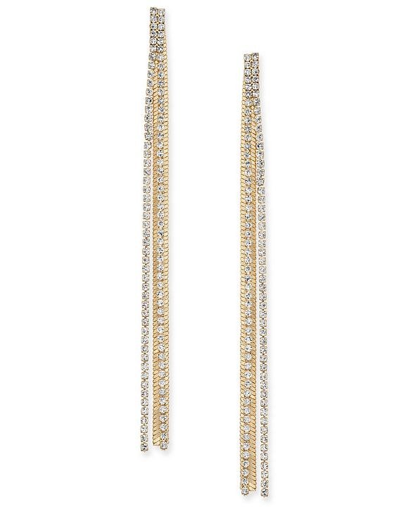 Gold-Tone Rhinestone Linear Drop Earrings, Created for Macy's
