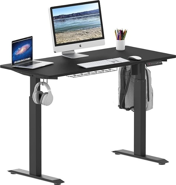 Electric Memory Preset Height Adjustable Computer Desk, 48 x 24 Inches, Black