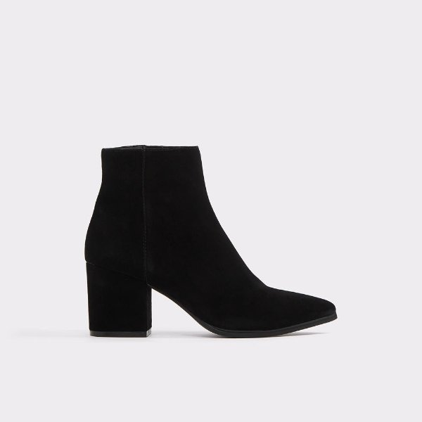 Fralissi Black Leather Suede Women's Ankle boots 