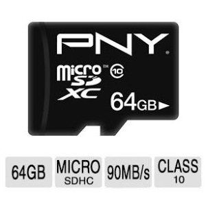 PNY 64GB Turbo Performance C10 MicroSDHC 90MB/S Read - P-SDUX64U190-GE