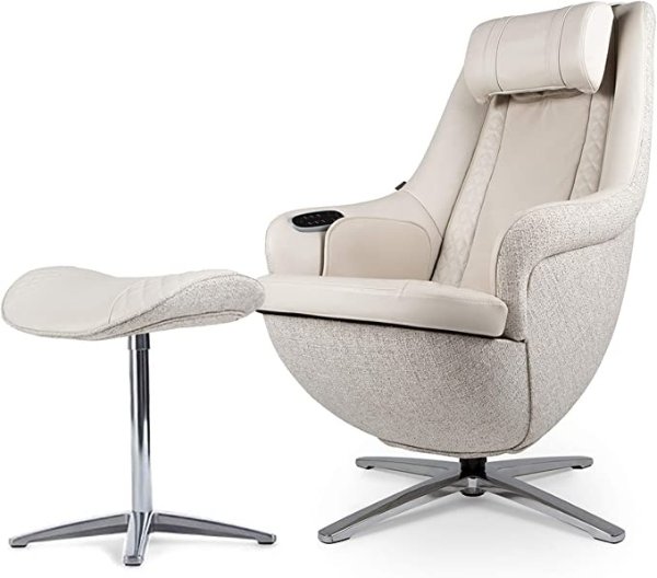 Nouhaus Modern Massage Chair with Ottoman. Leather Chair, Recliner Chair Shiatsu Massager and Massage Chair with Heat. Head to Butt, Full Body Massager and Comfy Lounge Chair (Elder White)