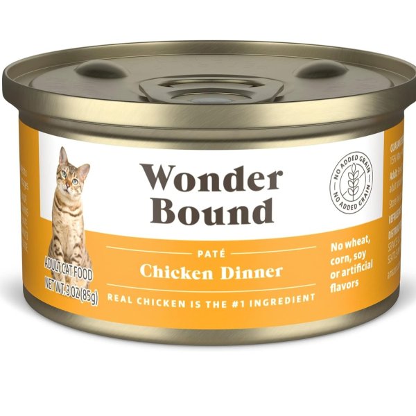 Amazon Brand - Wonder Bound Wet Cat Food, Paté, No Added Grain, 3 oz cans, Pack of 24 (Chicken)