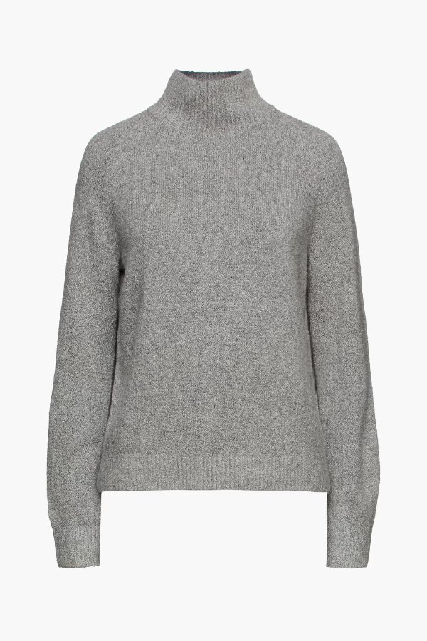 Melange cotton-blend turtleneck sweater