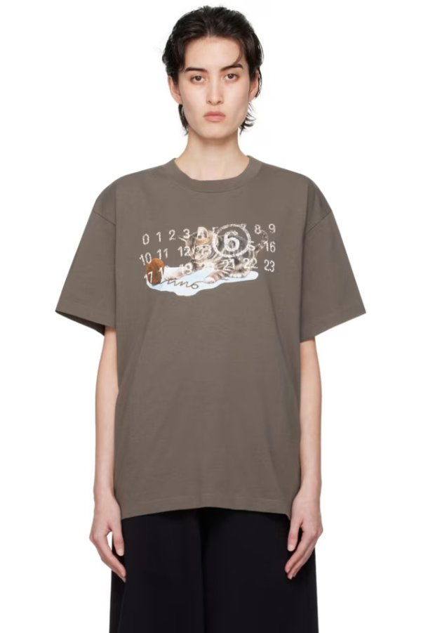 Brown Cat & Wool T-Shirt