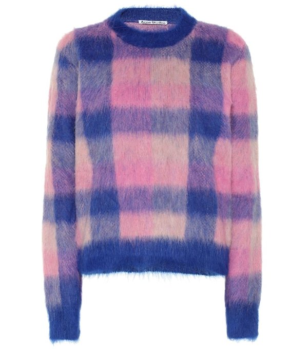 Checked alpaca-blend sweater