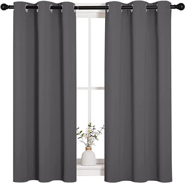 遮光隔热窗帘 (2 Panels, W34 x L45-inch, Grey)