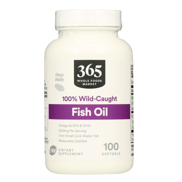 365 by Whole Foods Market, Supplements - EFAs, Fish Oil (100% Wild Caught), 100 Count