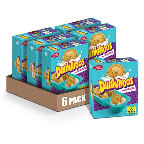 Dunkaroos Vanilla Cookies and Rainbow Chip Frosting, 1 oz, 6 ct (Pack of 6)