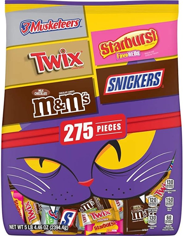 M&M'S Peanut, Snickers, Twix, 3 Musketeers & Skittles Cauldron Halloween Candy Variety Mix
