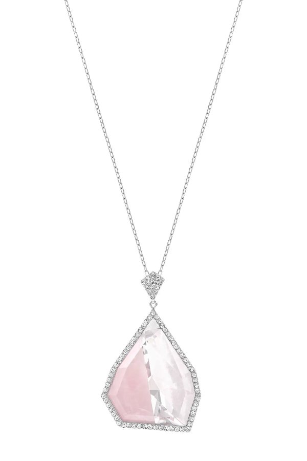 Pink Swarovski Crystal Architectural Pendant Necklace