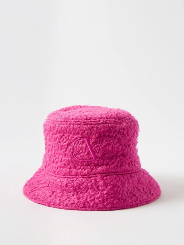 V-Logo faux-shearling bucket hat | Valentino Garavani