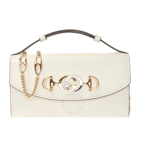 Ladies White Zumi Smooth Leather Shoulder Bag
