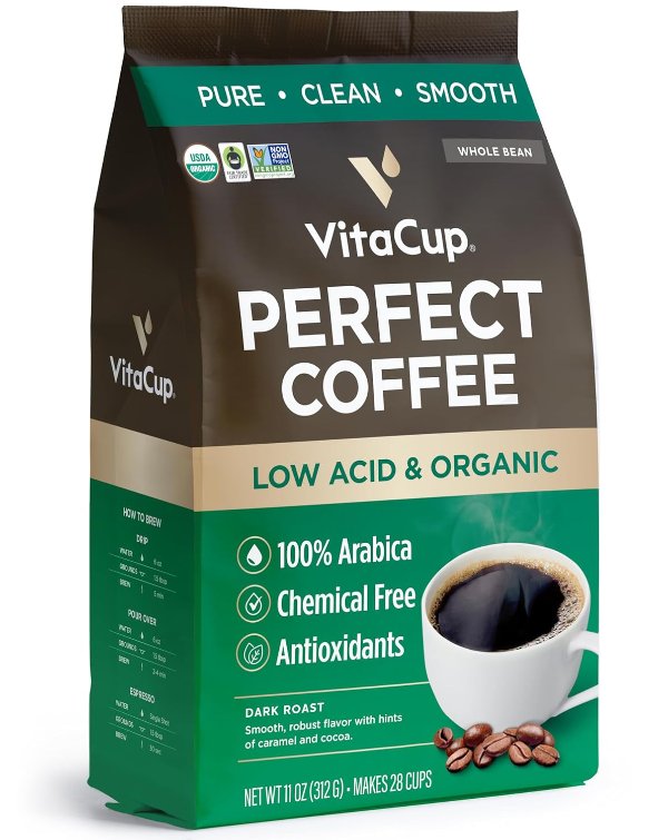 VitaCup Perfect Low Acid Coffee Beans 11 ounces