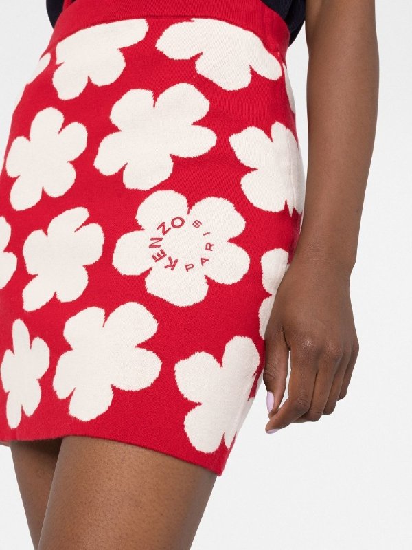 floral intarsia-knit skirt