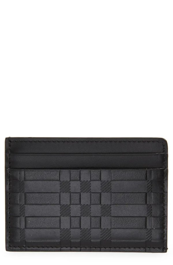 Kier Check Embossed Leather Card Case