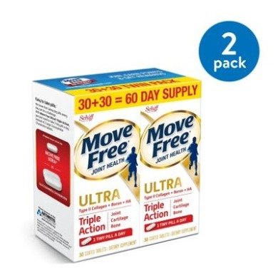 Ultra Triple Action 60 (2x30ct Twin Pack) - Joint Health Supplement with Type II Collagen, Boron and HA, One Tiny Pill