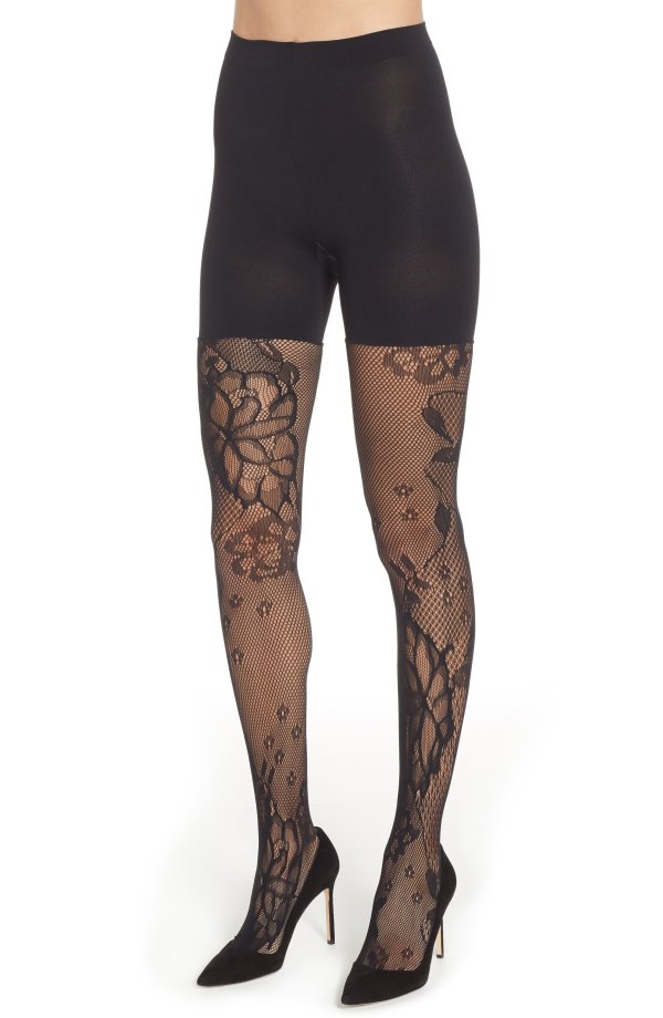 Fishnet Floral Shaping Tights