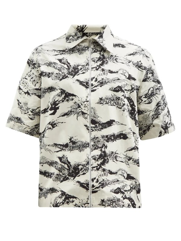 Zipped cotton-poplin short-sleeved shirt | Givenchy