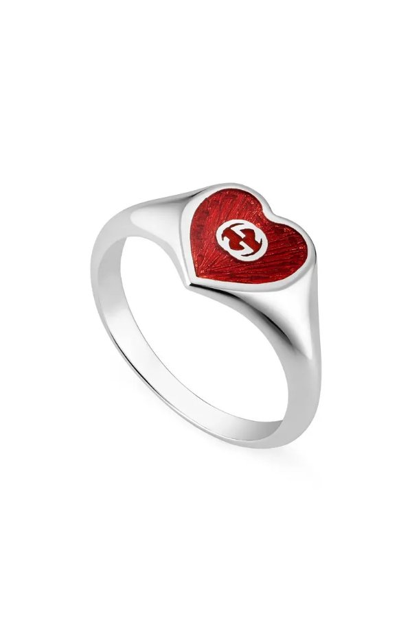 Extra Small Interlocking-G Red Heart Ring