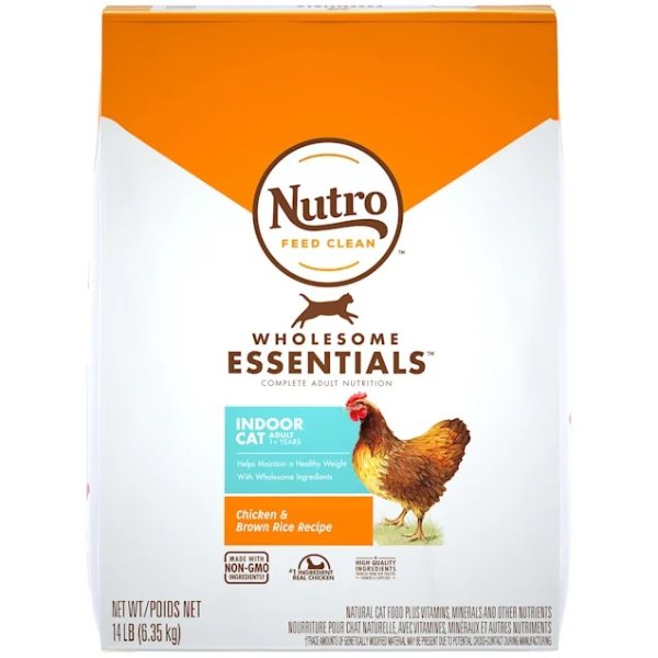 Nutro Wholesome Essentials Adult Indoor for Healthy Weight Farm-Raised Chicken & Brown Rice Recipe Natural Dry Cat Food, 14 lbs. | Petco