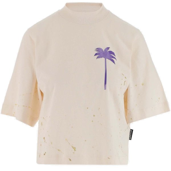Palm Tree Printed Cropped T-Shirt