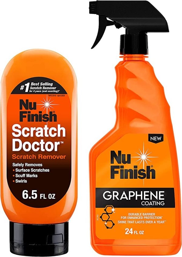 Nu Finish 2-Piece Exterior Finishing Car Kit - Nu Scratch Doctor Car Scratch Remover and Nu Graphene Coating Spray (E303701800)