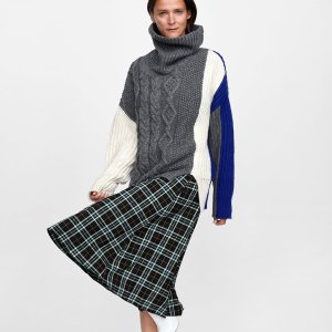 Zara 拼色oversize毛衣