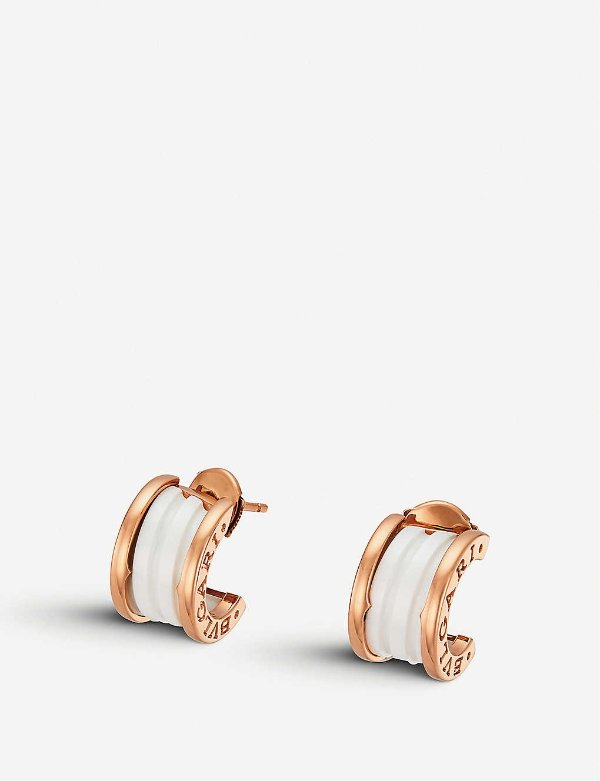 B.zero1 18kt pink-gold and ceramic earrings