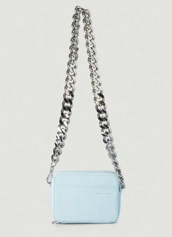 Chain Camera Shoulder Bag in Light Blue