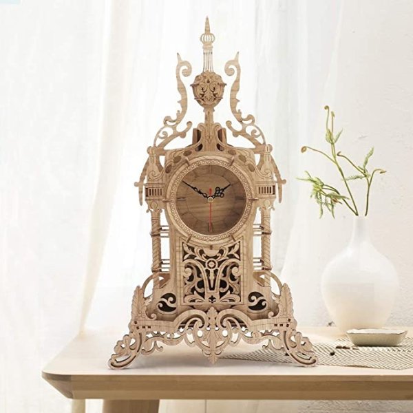 Amy & Benton 3D Wooden Puzzle Clock Model Kits for Adults- Tower Desk Clock