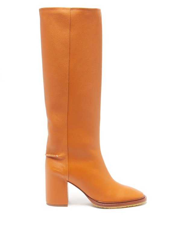 Edith block-heel leather knee-high boots
