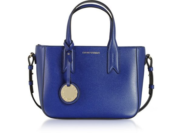 Electric Blue Embossed Eco Leather Mini Tote Bag