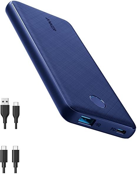 Power Bank, USB-C Portable Charger 10000mAh with 20W Power Delivery, PowerCore Slim 10000 PD for iPhone 13/13 Mini/13 Pro/13 Pro Max/12/12 Mini/12 Pro/12 Pro Max, S10, Pixel 4, and More（Blue）