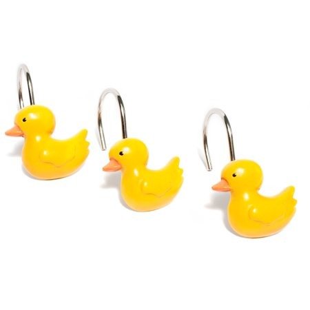 Classic Yellow Rubber Ducky Hand Crafted Bathroom Shower Curtain Hooks Set of 12