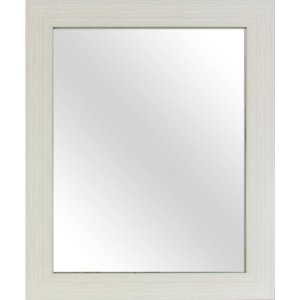 33-in L x 27-in W White Woodgrain Beveled Wall Mirror