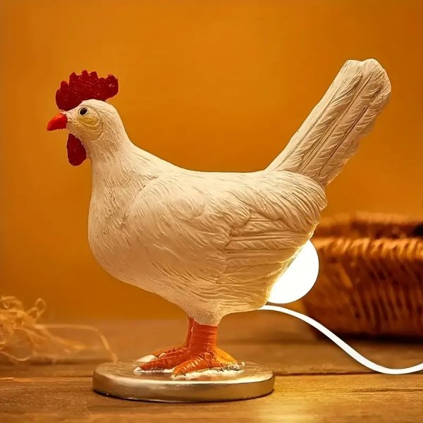 1pc Creative Easter White Rooster Night Lamp, Bedroom And Home Table Lamp Decoration, For Halloween Gifts And Birthday Gift Toys