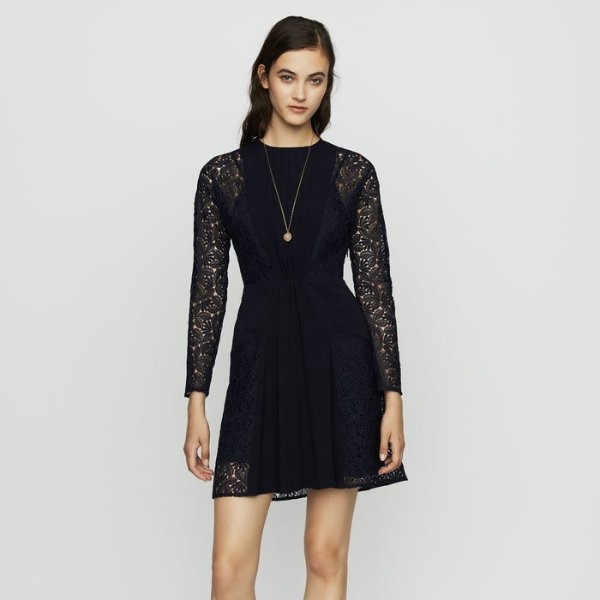 REPINE Crepe and lace dress