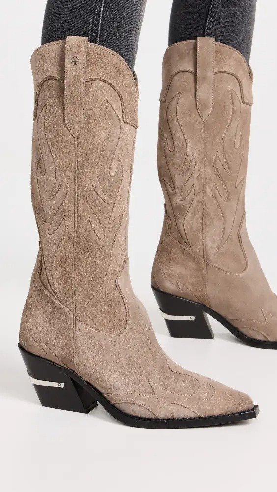 Mid Calf Tania Boots - Taupe Western