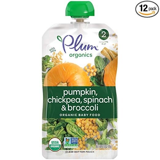 Stage 2 Hearty Veggie, Organic Baby Food, Pumpkin, Spinach, Chickpea and Broccoli, 3.5 ounce pouches (Pack of 12) (Packaging May Vary)