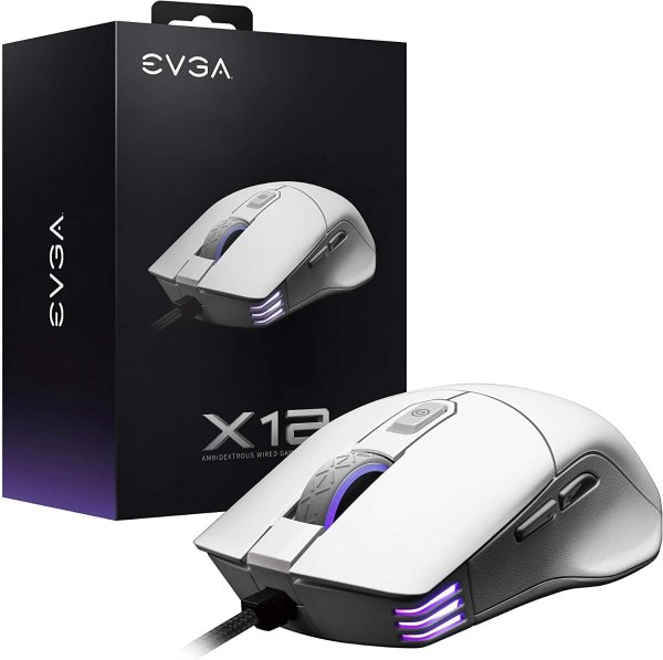 X12 Gaming Mouse, 8k, Wired, White, Customizable, Dual Sensor, 16,000 DPI