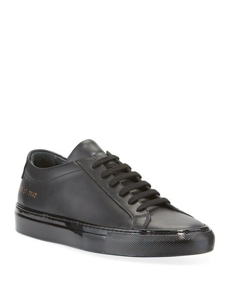 Leather Shinny-Sole Basket Sneakers