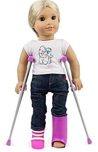 Doll Wheelchair and Crutches Set, Perfect For 18 inch American Girl Dolls
