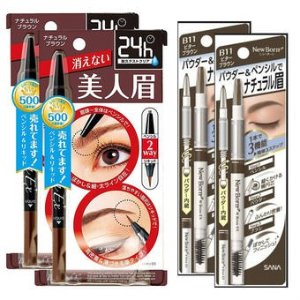 日本人气眉装4件组：SANA 三用眉笔深棕色*2+BCL两用液体眉笔咖啡色*2