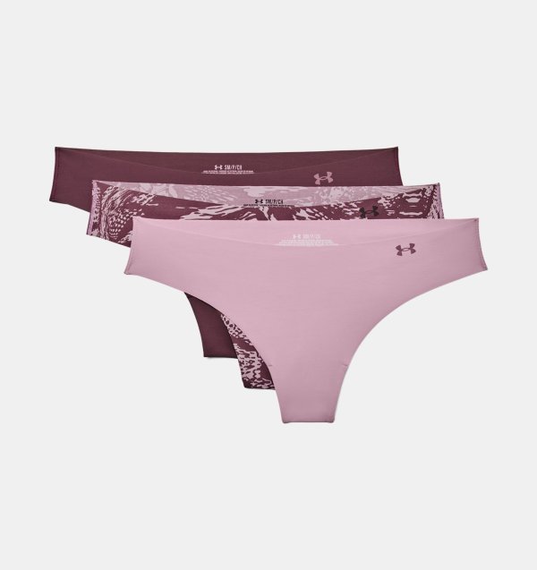 Women's UA Pure Stretch Print Thong 3-Pack Underwear