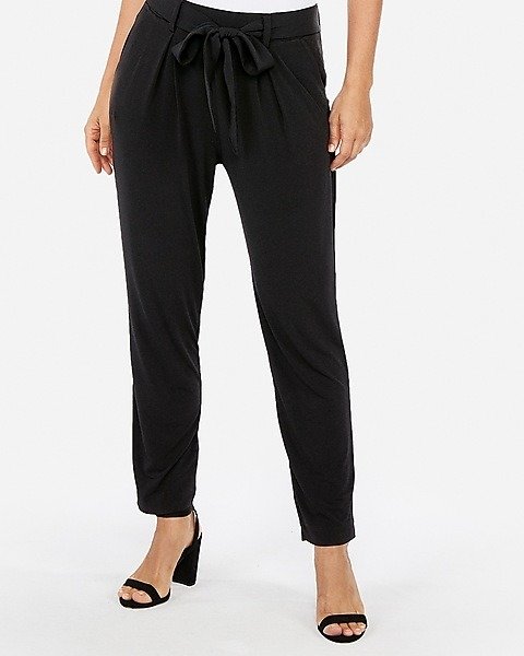 Mid Rise Paperbag Waist Knit Pant