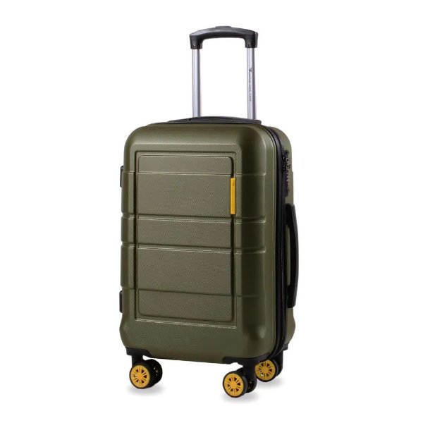 Andante S 20 in. Olive Carry on Luggage TSA Anti-Theft Rolling Suitcase