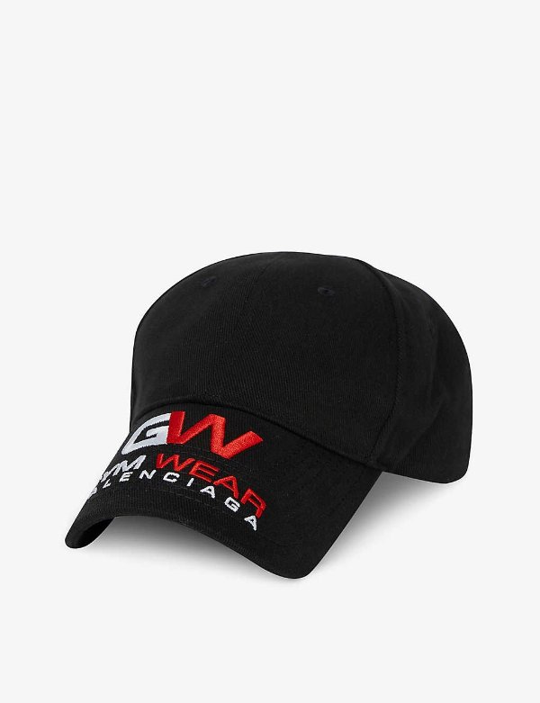 Graphic-embroidered cotton cap