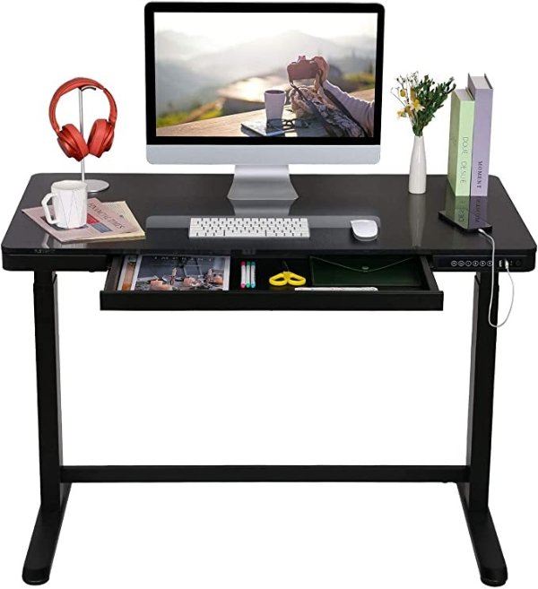 Flexispot Comhar EG8 电动升降桌（120x60cm，黑色玻璃）